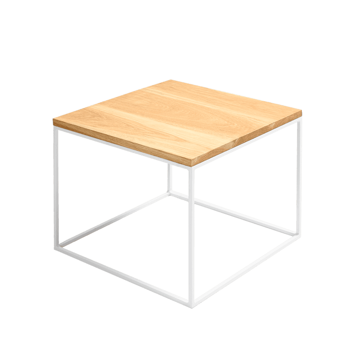 Tavolino Tensio Legno 50 Impiallacciatura Quercia - Bianco