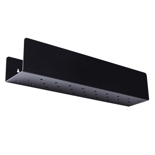 Mensola da bagno nera in metallo con superficie perforata, design moderno e funzionale, ideale per organizzare spazi bagno - SKU: PL001LAND50-02