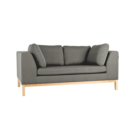 Divano letto 2 posti in tessuto grigio con struttura in legno chiaro, ideale per soggiorni moderni e confortevoli, SKU: SF036AMBDRROZ2-ML84
