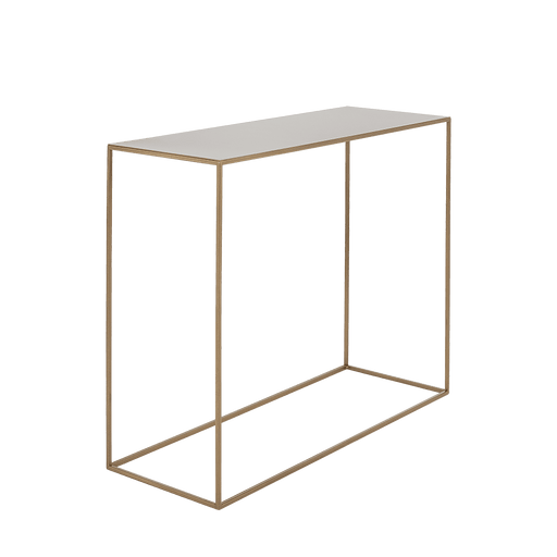 Console TENSIO Metal 100x35 Oro con struttura in metallo dorato e piano in vetro, ideale come tavolo versatile in soggiorno o studio