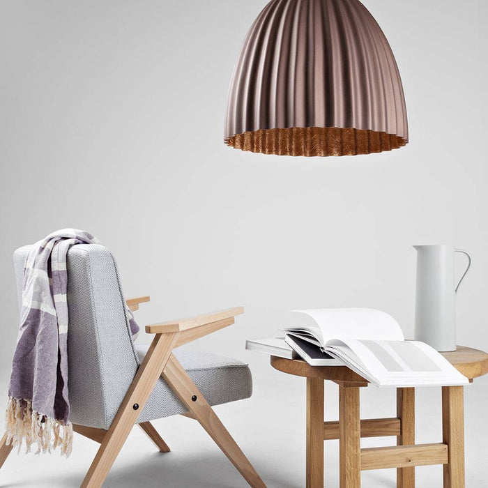 Lampada a sospensione PLISSART L marrone/rame