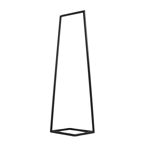 Appendiabiti minimalista in metallo nero con struttura a forma di parallelepipedo alto 170 cm, ideale per ingresso o camera da letto