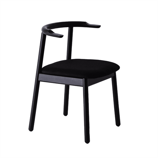 Sedia Kubrik nera con struttura in legno, seduta imbottita nera, design elegante e moderno, ideale per ambienti interni, SKU: CH002KUB-ET10002