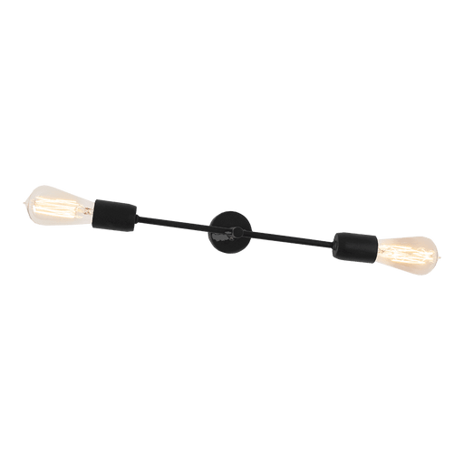 Applique TWIGO WALL 2 S nero con due luci a filamento vintage, struttura in metallo nero, ideale per ambienti moderni e minimalisti