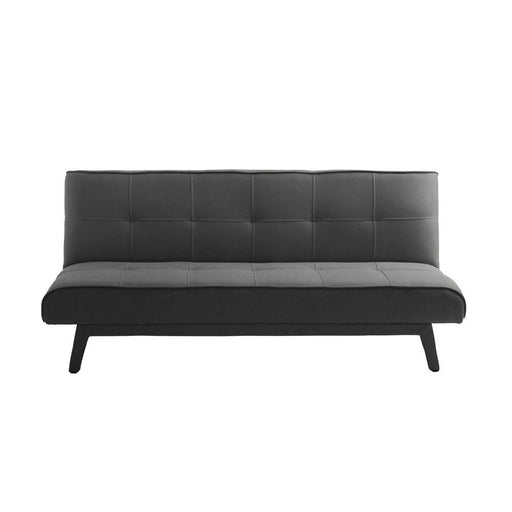 Divano letto 2 posti MODES Carbon nero con rivestimento in tessuto grigio scuro, struttura in legno e schienale alto, stile moderno e funzionale