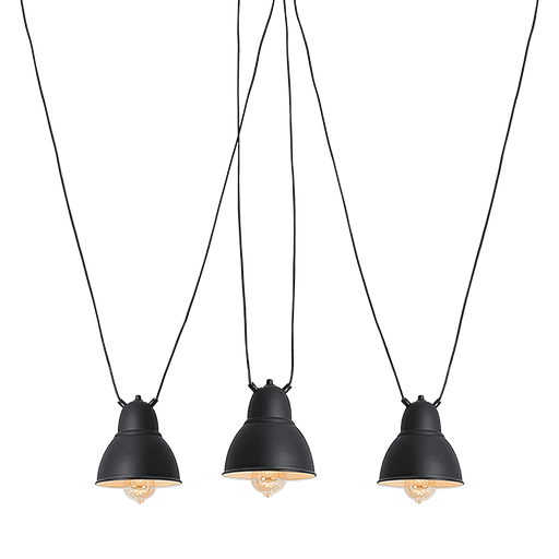 Lampada a soffitto minimalista Coben in metallo nero con design industriale, tre luci pendenti, ideale per interni moderni - SKU: LPAX001COBHANGMFIX3-02