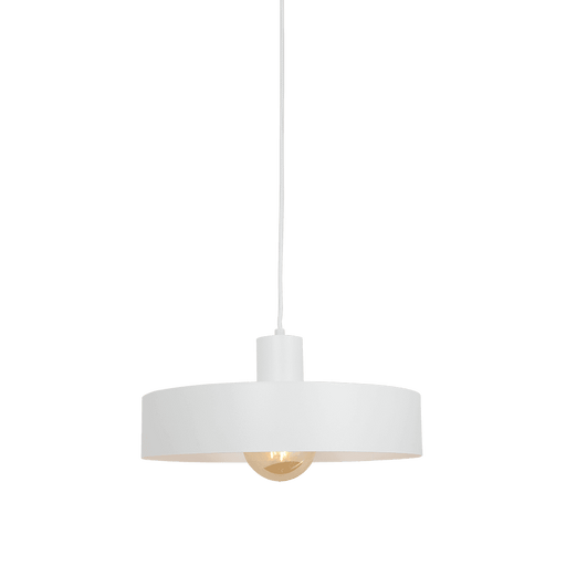 Lampada soffitto minimalista bianca con diffusore rotondo e lampadina visibile, ideale per ambienti moderni, SKU: LP001FAY-1L-01