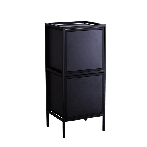Mobile portaoggetti nero con due ante e ripiano interno, struttura in metallo resistente, ideale per ambienti moderni, SKU: TD010SKAPBL1R2-2O-9005