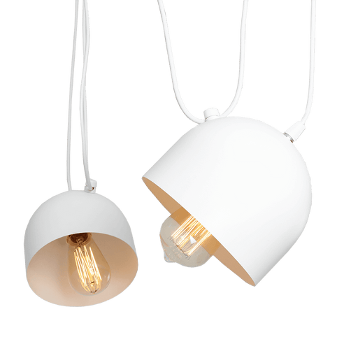 Lampada soffitto industriale Popo 2 bianco con design moderno, diffusore in metallo bianco e lampadina visibile, SKU: LP011POPO2-01