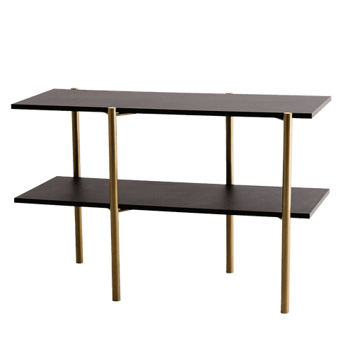 Console RAVE BASIC 110 nero oro con piano in materiale nero e gambe in finitura dorata, design moderno e funzionale per soggiorno o ingresso.
