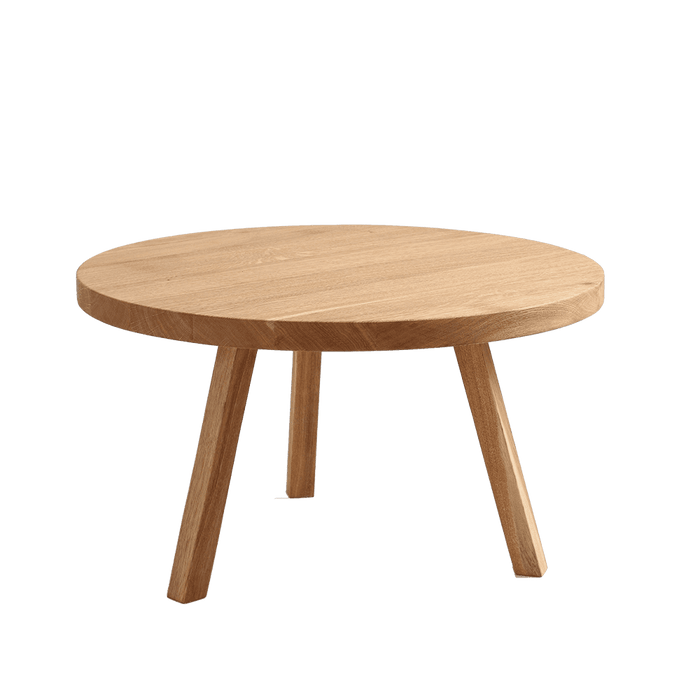 Tavolino TREBEN ⌀80 Legno Massello Quercia