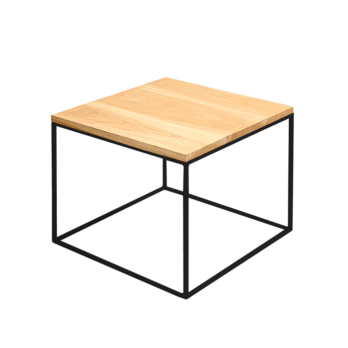 Tavolino TENSIO 50 LEGNO MASSELLO, quercia, nero