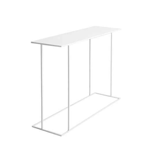 Console WALT METAL 100 Bianco con struttura in metallo bianco, piano rettangolare e design minimalista, ideale come tavolo multifunzionale.