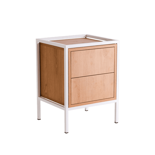 Scaffale bianco con cassetti in legno chiaro, struttura in metallo bianco, ideale per arredo moderno e pratico, SKU: TD010SKAP1R1-2D-9003