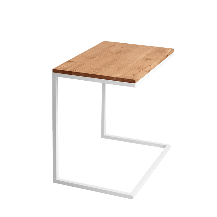 Tavolino da Caffè LUPE 60 Legno Massello, Rovere, Bianco
