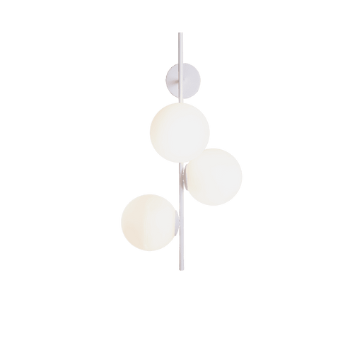 Applique BOBLER bianca con tre sfere di vetro opalino, design moderno e luminoso, ideale per ambienti eleganti e minimalisti - SKU: LP048BOBLW-1CON-01