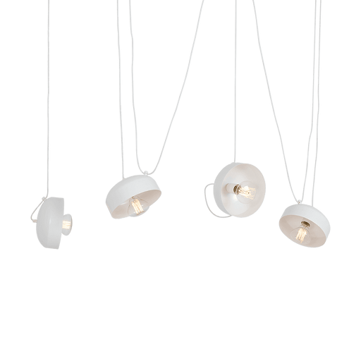 Lampada soffitto Popo Flat L 4 bianco con design industriale, struttura in metallo bianco, cavi a vista, ideale per interni moderni, SKU: LP011POPOFLL4-01
