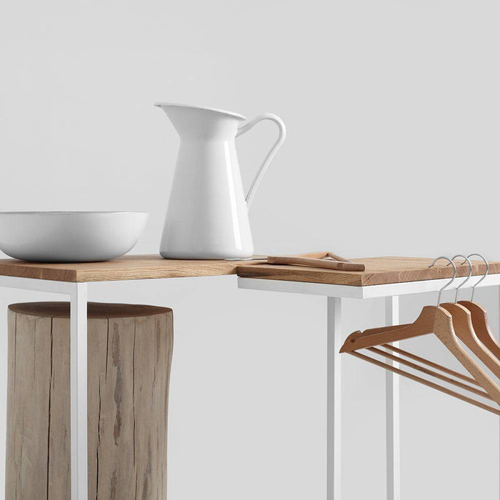Tavolino Laterale LUPE 30, Impiallacciatura di Rovere, Bianco