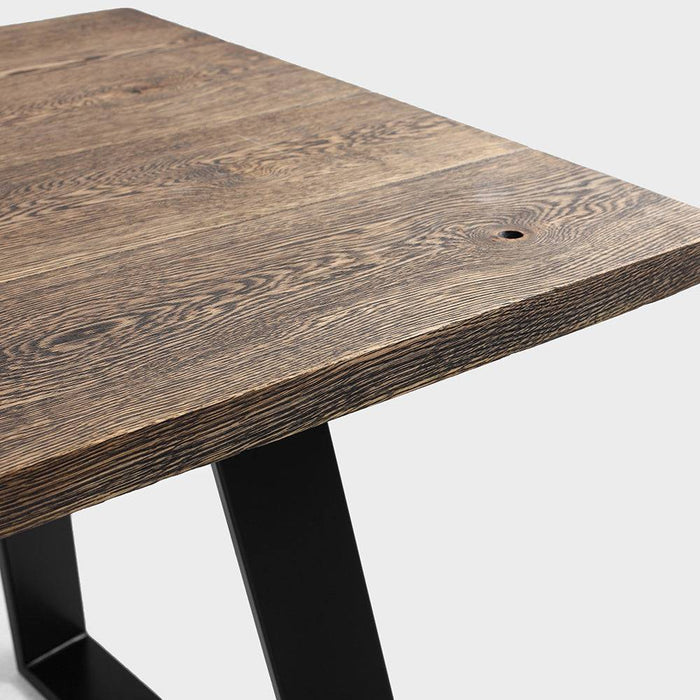Tavolo da Pranzo HOFER 180x90 Legno Massello Rovere Nero