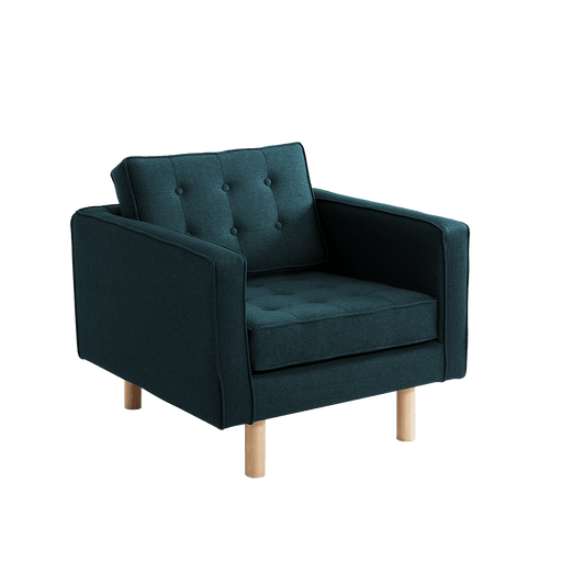 Poltrona moderna in tessuto Deep Sea, struttura in legno naturale, design classico e moderno, dimensioni 75x86x84 cm, ideale per soggiorno elegante