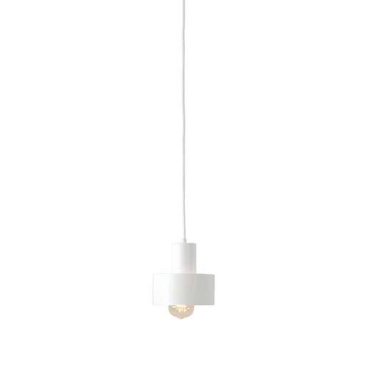 Lampada da soffitto moderna bianca con design minimalista, diffusore cilindrico in acciaio verniciato, perfetta per ambienti eleganti