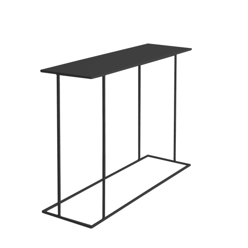 Console metallica nera WALT METAL 100 con piano rettangolare e struttura in ferro sottile, ideale come tavolino da ingresso o decorativo