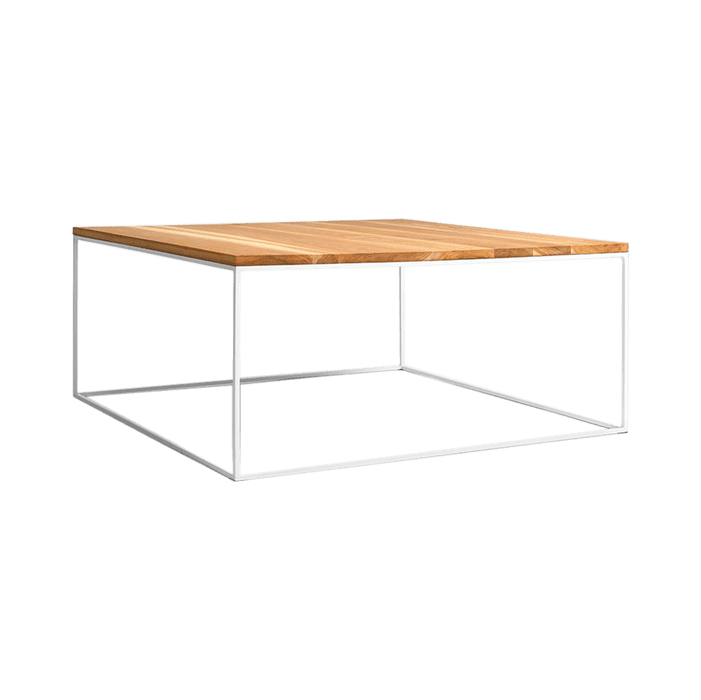 Tavolino TENSIO WOOD 80, impiallacciatura rovere, bianco
