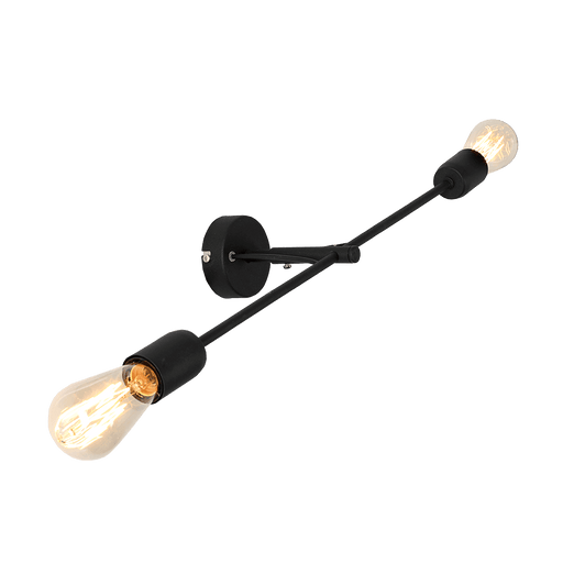Applique da parete moderna con due lampadine a vista, finitura nera, design industrial, ideale per ambienti contemporanei, SKU: LP011TWIGOW2-L-02