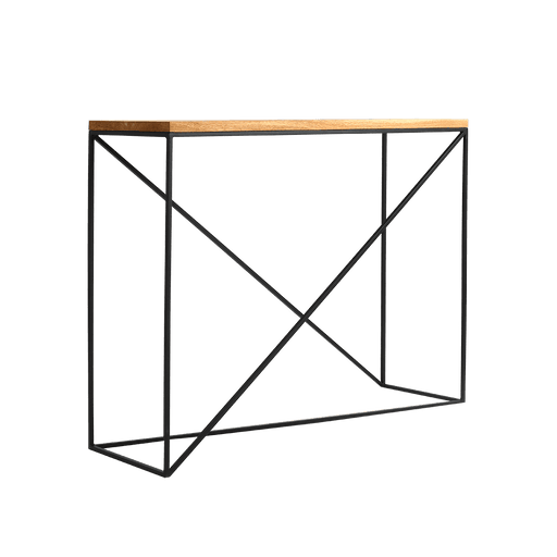 Consolle industriale MEMO in legno quercia con struttura in metallo nero, design moderno e lineare, ideale per living contemporanei - SKU: TD004MEMK-100-8021-9005