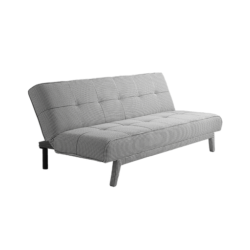 Divano letto 2 posti MODES Dark Pepita in tessuto nero e bianco con struttura in legno, stile contemporaneo, ideale per soggiorno.