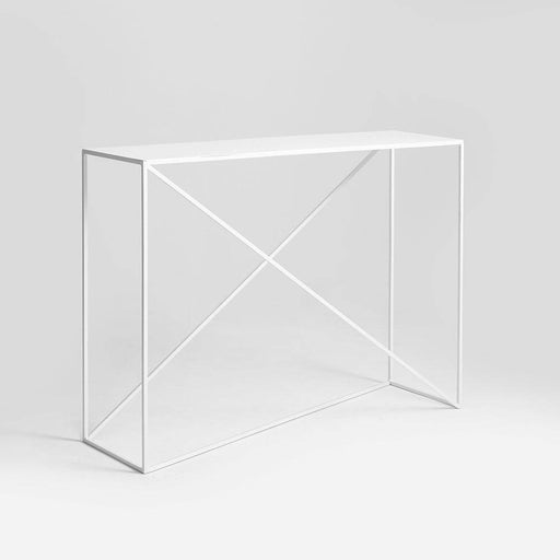 Immagine di una credenza in metallo bianco con struttura minimalista, sfondo neutro, perfetta per arredi contemporanei, SKU: TD004MEMK100-01