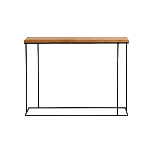 Consolle in legno di quercia nero con struttura in metallo nero, design elegante e funzionale, perfetta per ingresso o soggiorno - SKU: TD003WALTKW100-8021-9005