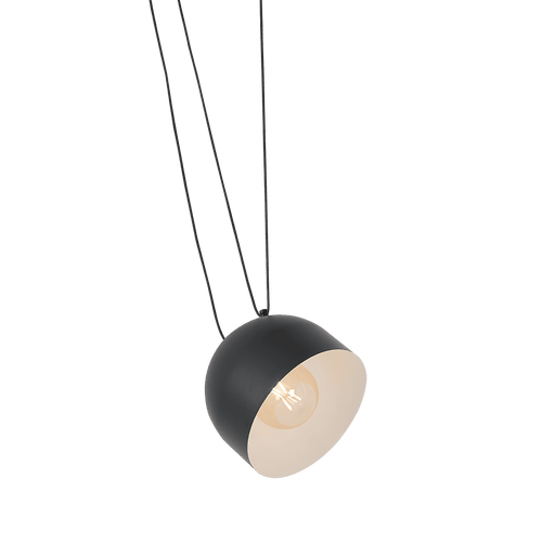 Lampada a soffitto industriale nera con riflettore bianco interno, design moderno, cavi a vista, perfetta per interni contemporanei - SKU: LP011POPOL1-02