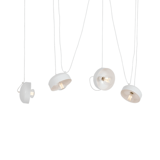 Lampada a soffitto bianca con design industriale, cavi a vista e lampadine esposte, perfetta per interni moderni, SKU: LP011POPOFL4-01