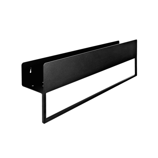 Scaffale bagno nero con gancio e ripiano in metallo, design minimalista, ideale per organizzare oggetti in ambienti domestici - SKU: PL001LANDREHAN50-02