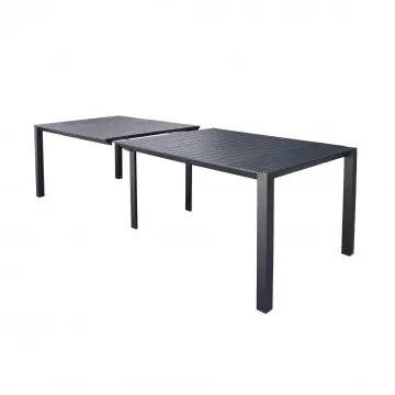 Tavolo Consolle Antracite in alluminio verniciato, mostrato con estensione parziale, ideale per spazi adattabili.