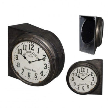 Orologio da parete in ferro e acciaio con quadrante in vetro