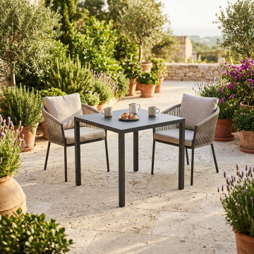 Tavolo autolivellante in acciaio 70x70 cm, altezza 74 cm, verniciatura antracite