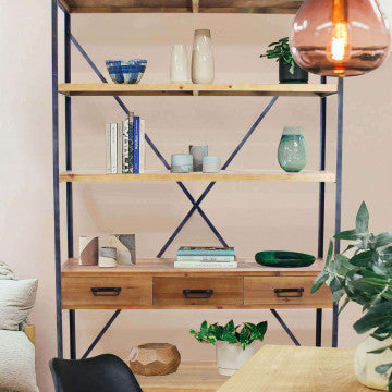 Mobile in metallo e legno, dimensioni 114,3 x 46,5 x 136 cm h