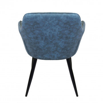 Poltrona struttura metallo seduta schienale ecopelle blu 56x60x87