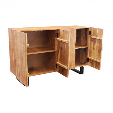 Mobile in acacia e metallo con struttura robusta, dimensioni 150x45x90 cm