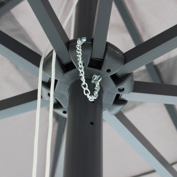 Ombrellone con telo poliestere grigio 235 gr, palo alluminio nero 48 mm