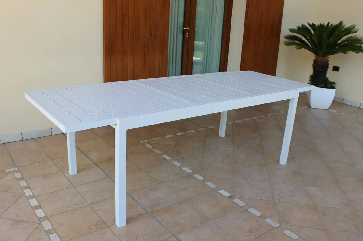 Tavolo Formentera 200/300 x 100 - Struttura e Piano in Alluminio Bianco Tavoli da giardino Hobby Shop Solution   