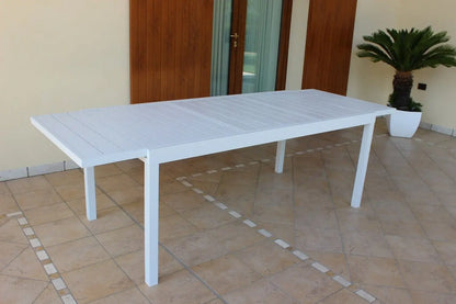 Tavolo Formentera 200/300 x 100 - Struttura e Piano in Alluminio Bianco Tavoli da giardino Hobby Shop Solution   