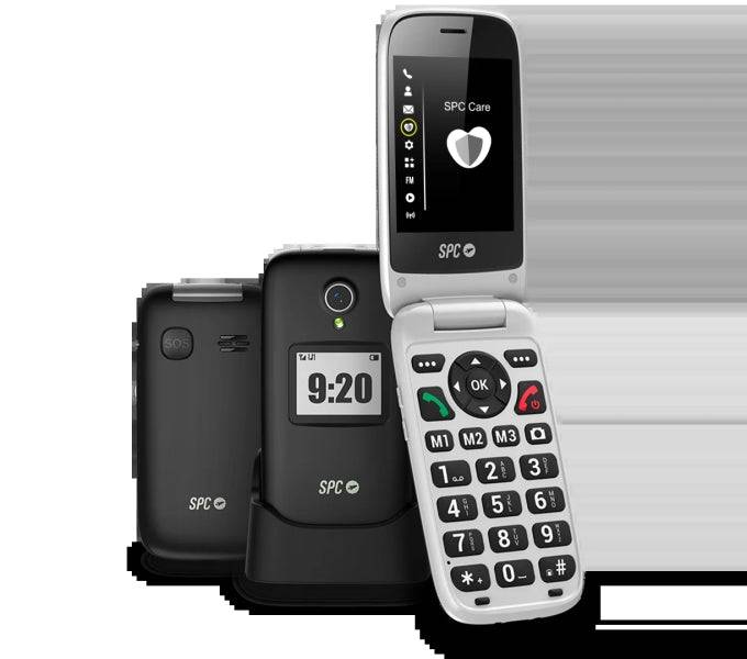 SPC Polaris Telefono Cellulare 4G con Schermi Principale 2.8" Esterno 1.4" e Flip - Fotocamera, Radio FM, Torcia - Vivavoce - Colore Nero/Argento