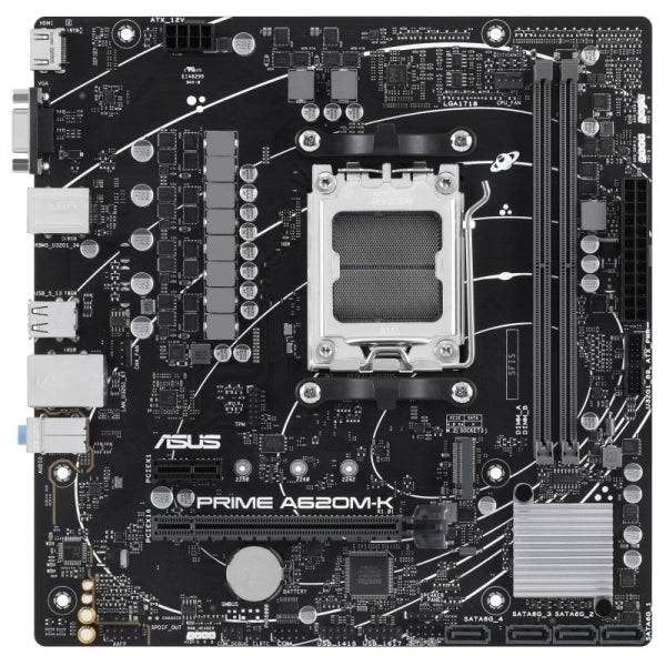 Asus Prime A620M-K Placa Base AMD AM5 2x DDR5 - HDMI, M.2, PCIe, 4x Sata III, USB 2.0, 3.2, RJ-45, VGA, Factor MicroATX
