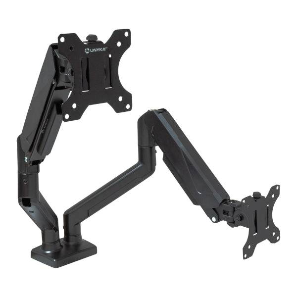 Unykach UK1479 Supporto da Tavolo con Braccio Articolato per 2 Monitor 13"-32" - Girevole, Molla a Gas - Gestione Cavi - Peso Max 10kg - VESA 100x100mm