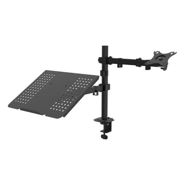 Unykach UK1420 Supporto da Tavolo con Braccio Articolato per Monitor 10"-32" + Supporto per Portatile - Girevole, Inclinabile ed Estensibile - Gestione Cavi - Peso Max 10kg - VESA 100x100mm