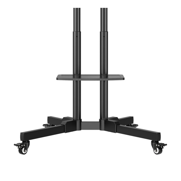 Unykach Supporto da Pavimento con Ruote per Schermi da 32" a 75" - Bloccaggio Ruote - Due Ripiani - Peso Max 45kg - VESA 600x400mm - Colore Nero
