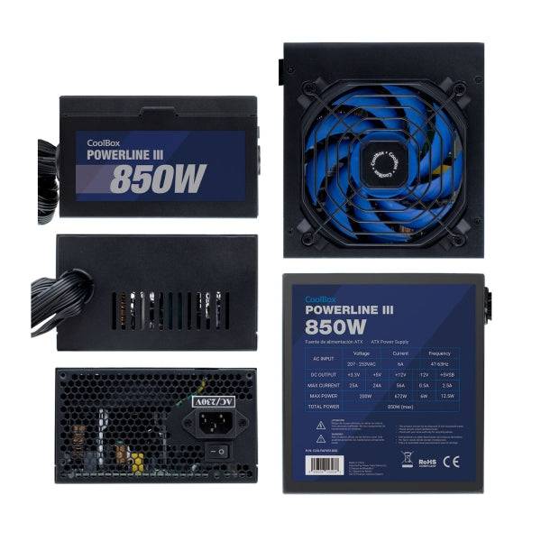 Coolbox PowerLine III 850W Alimentatore 850W ATX 12V - PFC Attivo - Ventilatore 120mm